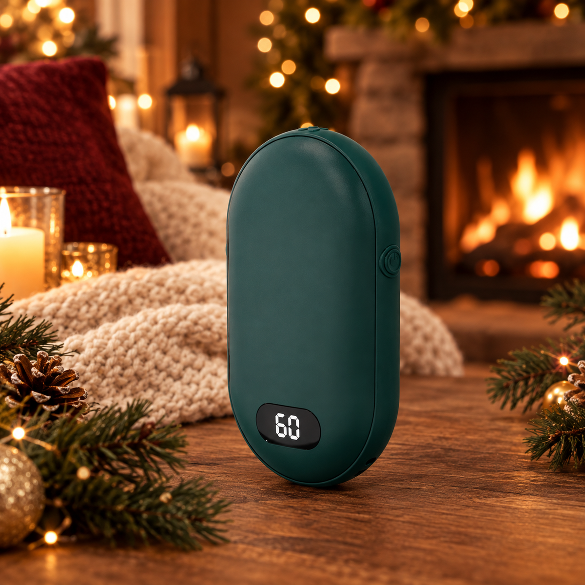Chauffe-Mains Braise — chauffe-mains rechargeable double face, Vert Sapin