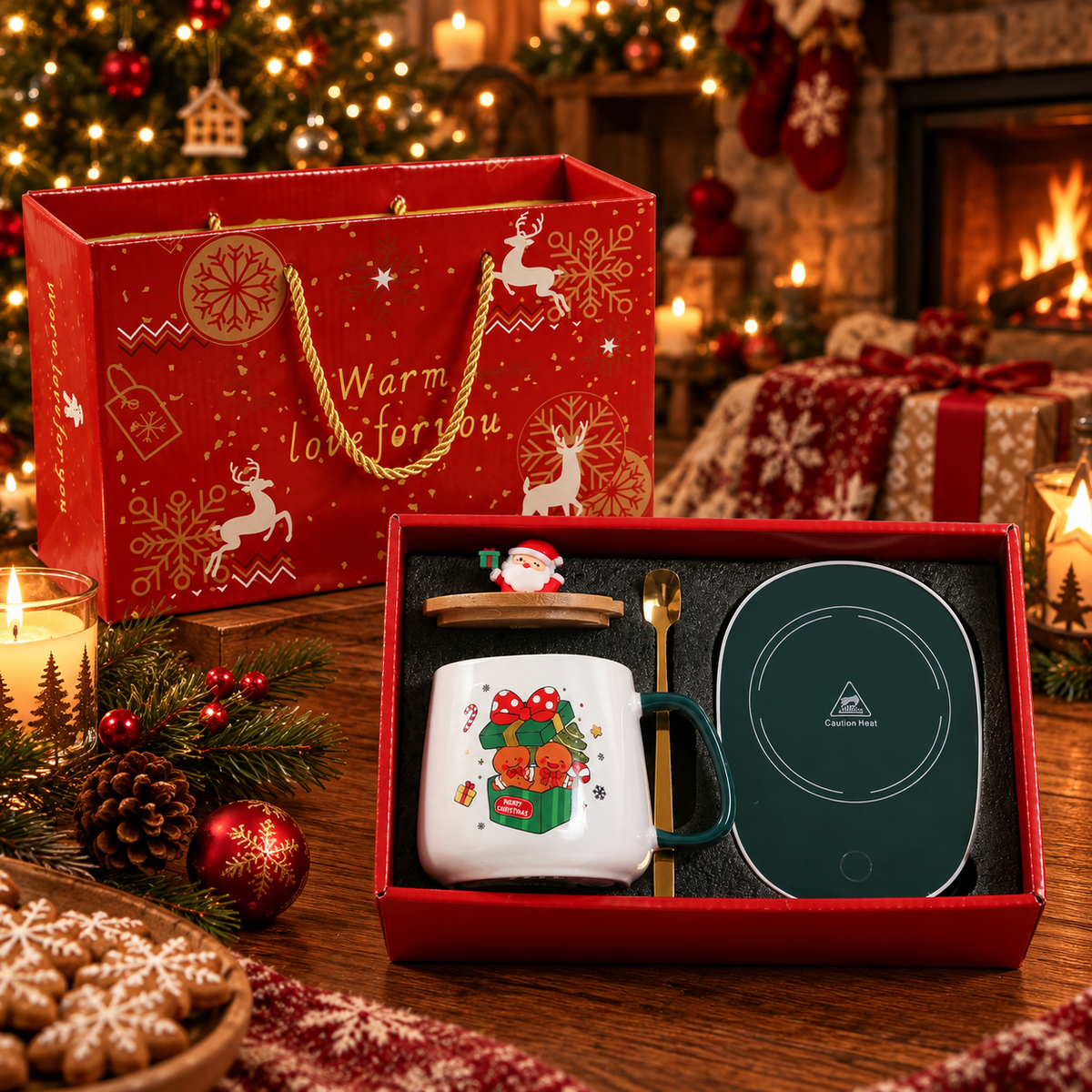 Coffret Mug Chauffant Veillée — mug et chauffe-tasse, modèle D
