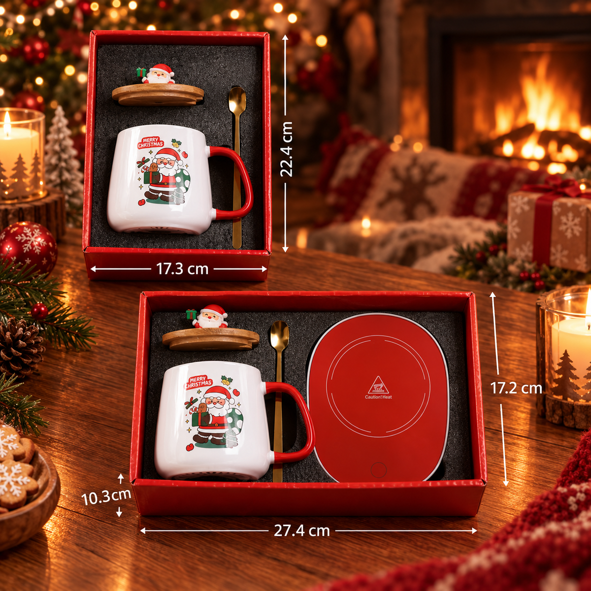 Coffret Mug Chauffant Veillée — coffret mug avec couvercle en bois et chauffe-tasse, vue 5