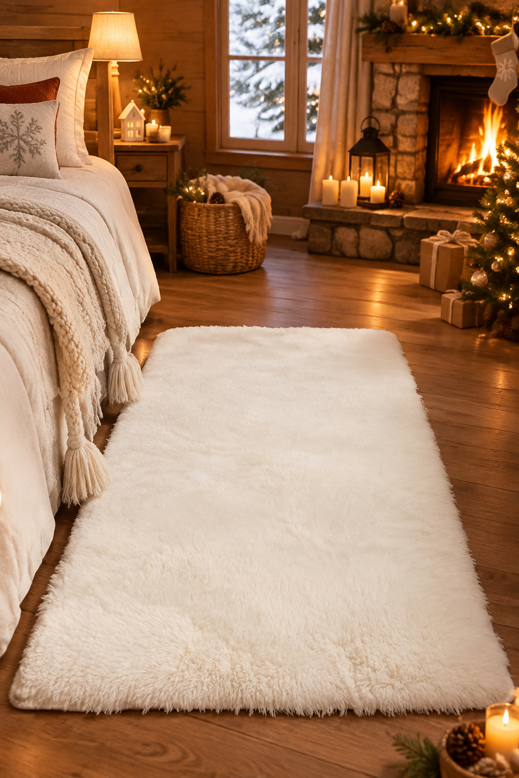 Tapis de Chambre Nuage — tapis de chambre à poils longs, Blanc