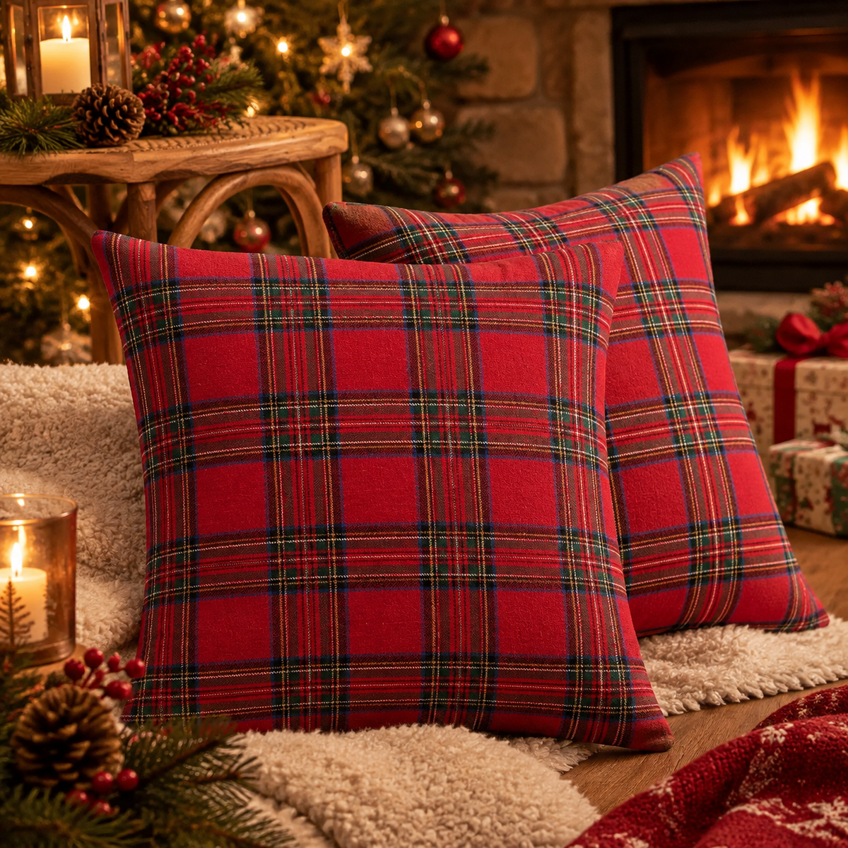 Housse de Coussin Sapin & Tartan — housse de coussin de Noël, vue 4