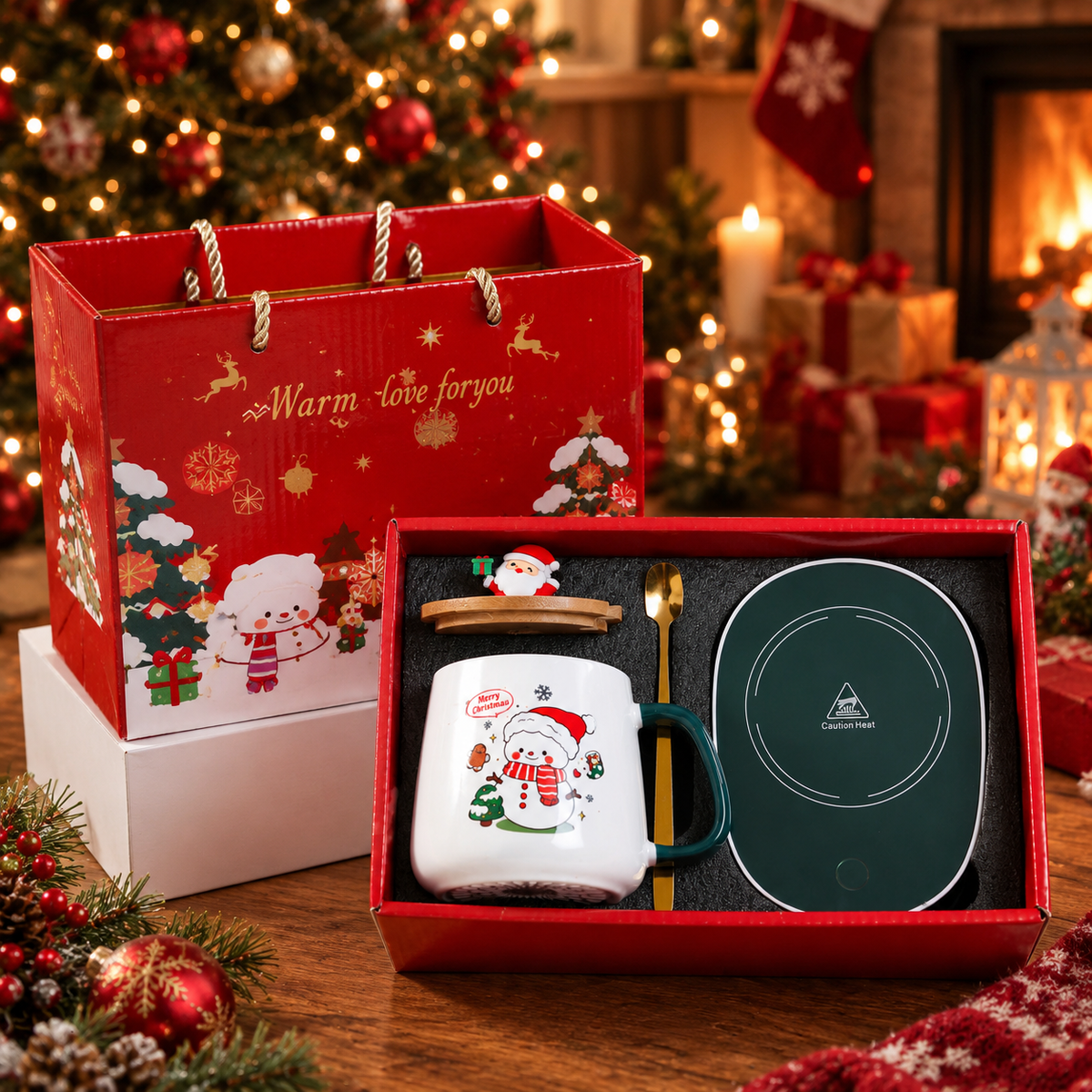 Coffret Mug Chauffant Veillée — mug et chauffe-tasse, modèle C