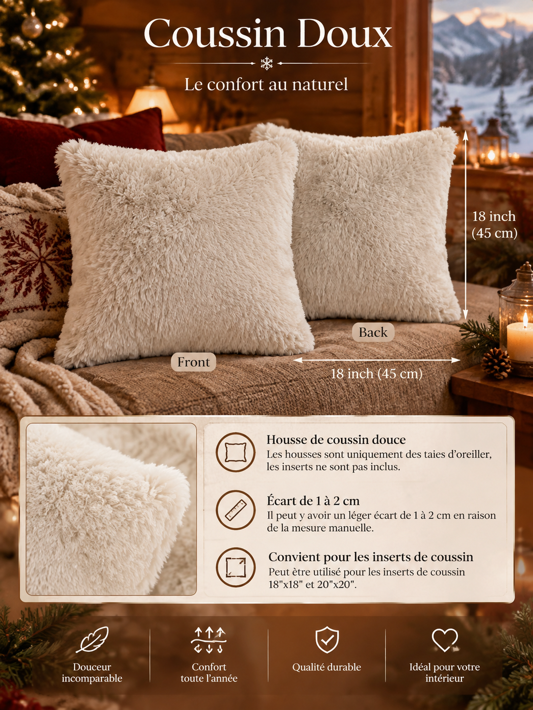 Housse de Coussin Fourrure Boréale — housse de coussin en fausse fourrure, vue 4