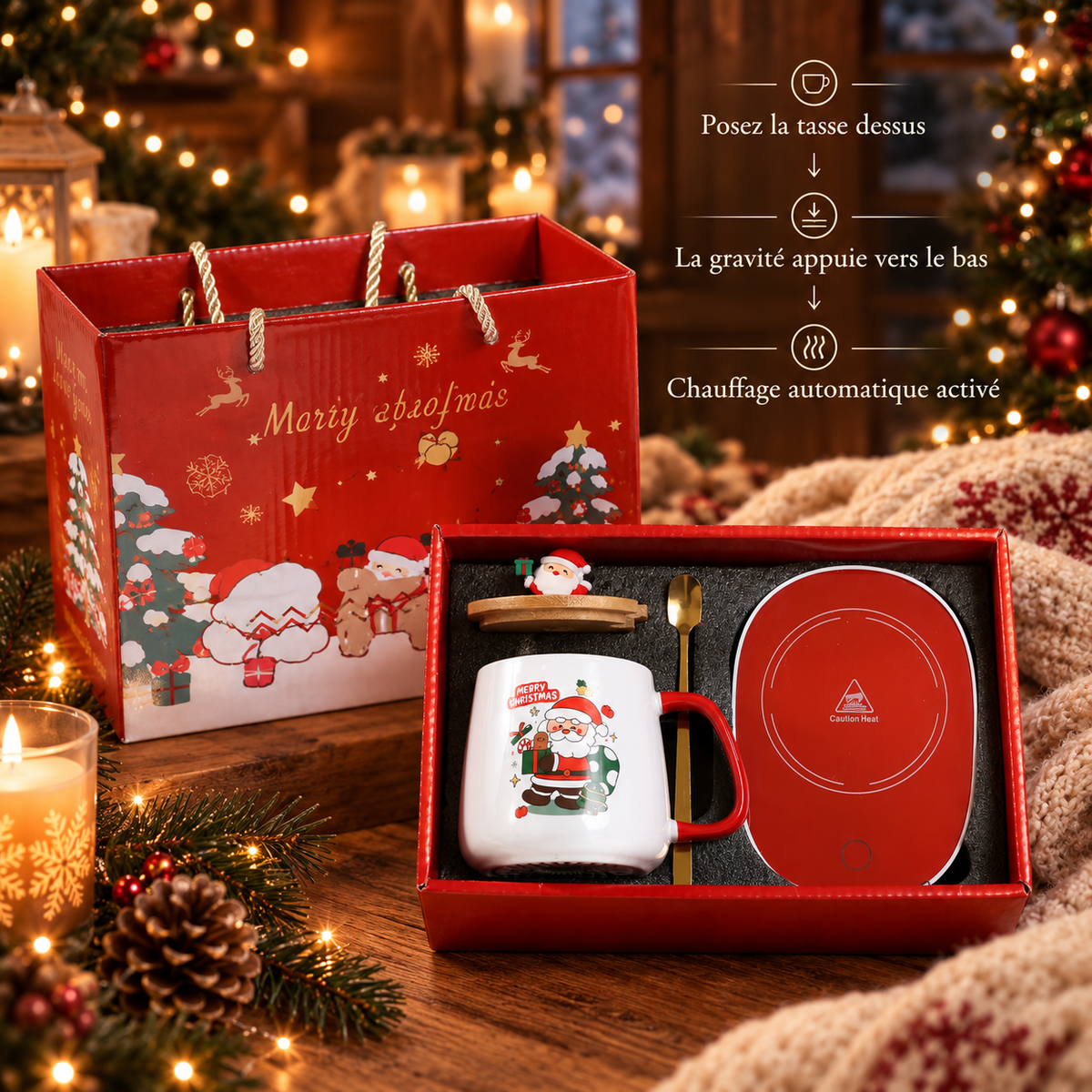 Coffret Mug Chauffant Veillée — mug et chauffe-tasse, modèle A
