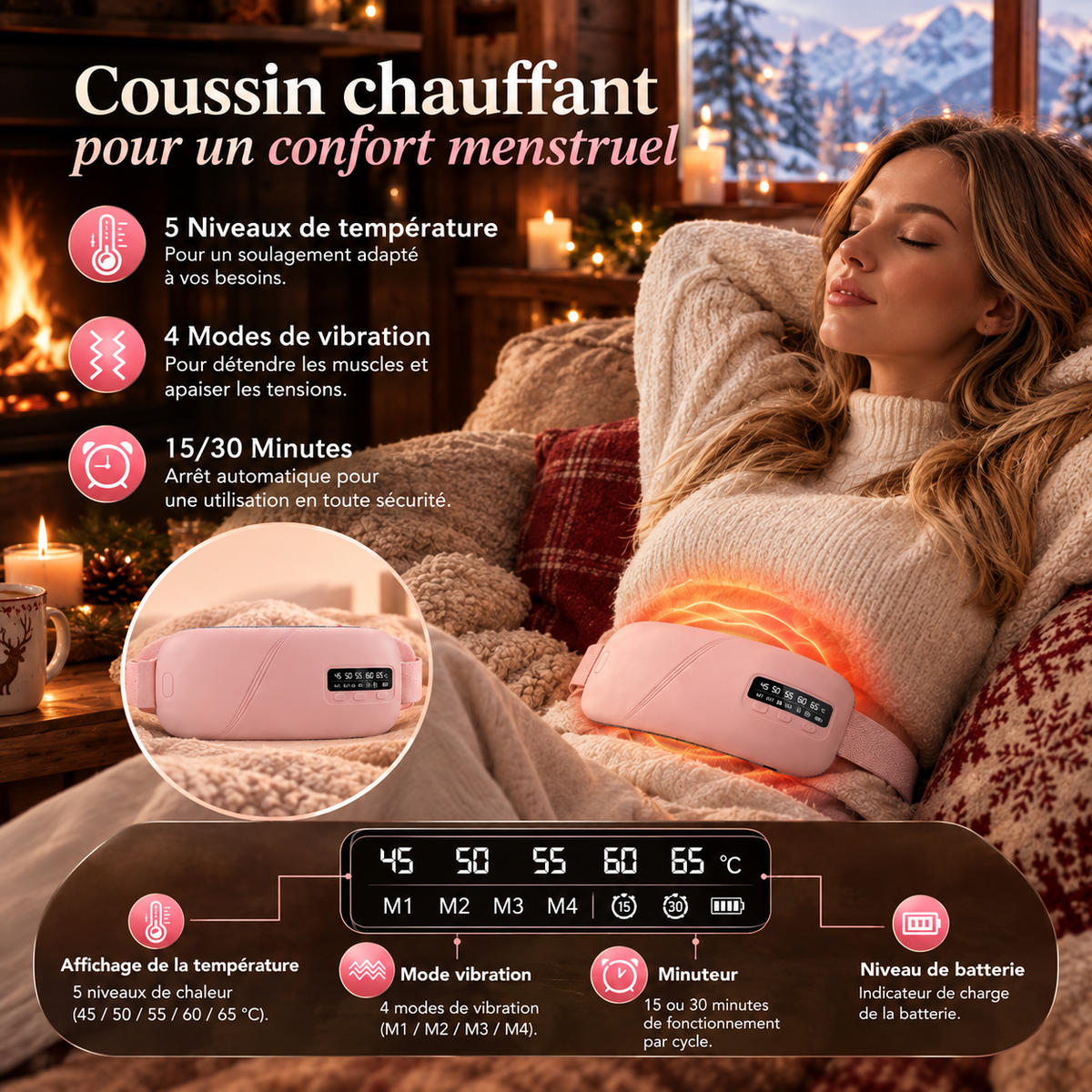 Ceinture Chauffante Apaise — ceinture chauffante USB, vue 4