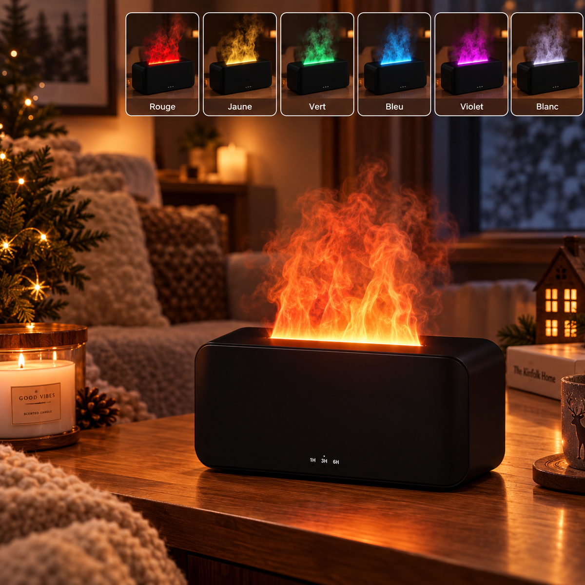 Diffuseur Flamme Braise — diffuseur d'arômes à effet flamme, Noir
