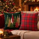 Housse de Coussin Sapin & Tartan — housse de coussin de Noël